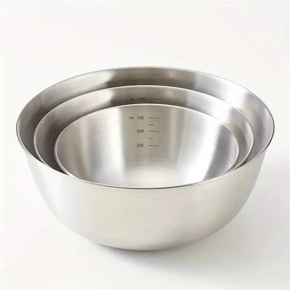 1-3 Stainless Steel Bowl Set with Scale for Cooking