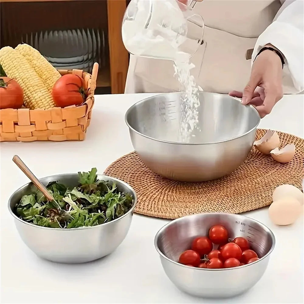 1-3 Stainless Steel Bowl Set with Scale for Cooking