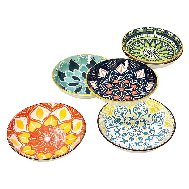 6pcs- Ceramic Bohemia Plate, Salad Plate, Appetizer, Serving Dried Fruit, Desserts And Salad