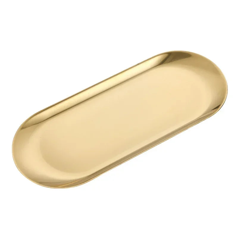 Stainless Steel Gold Dining Plate Dessert Plate Nut Fruit Cake Tray Snack