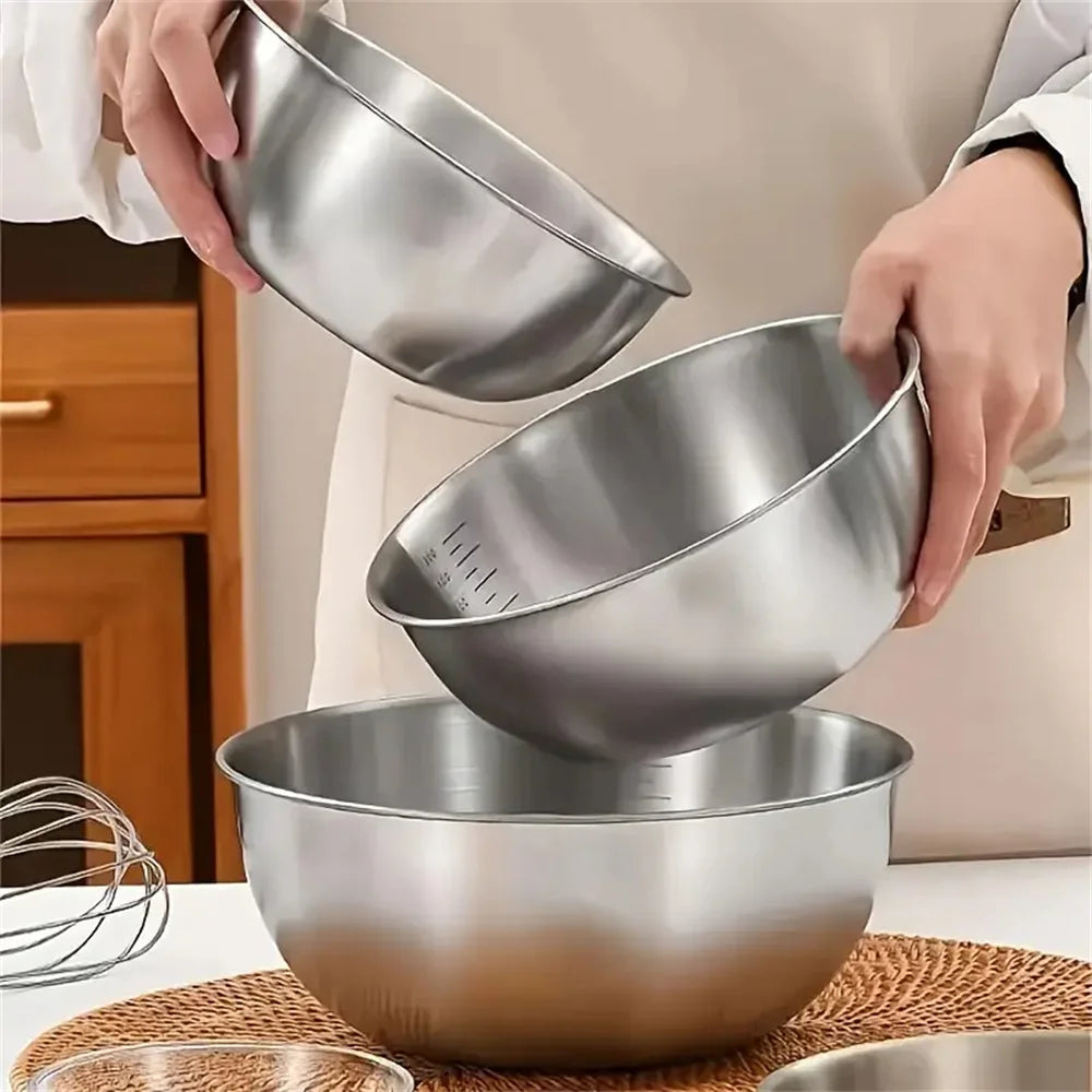1-3 Stainless Steel Bowl Set with Scale for Cooking