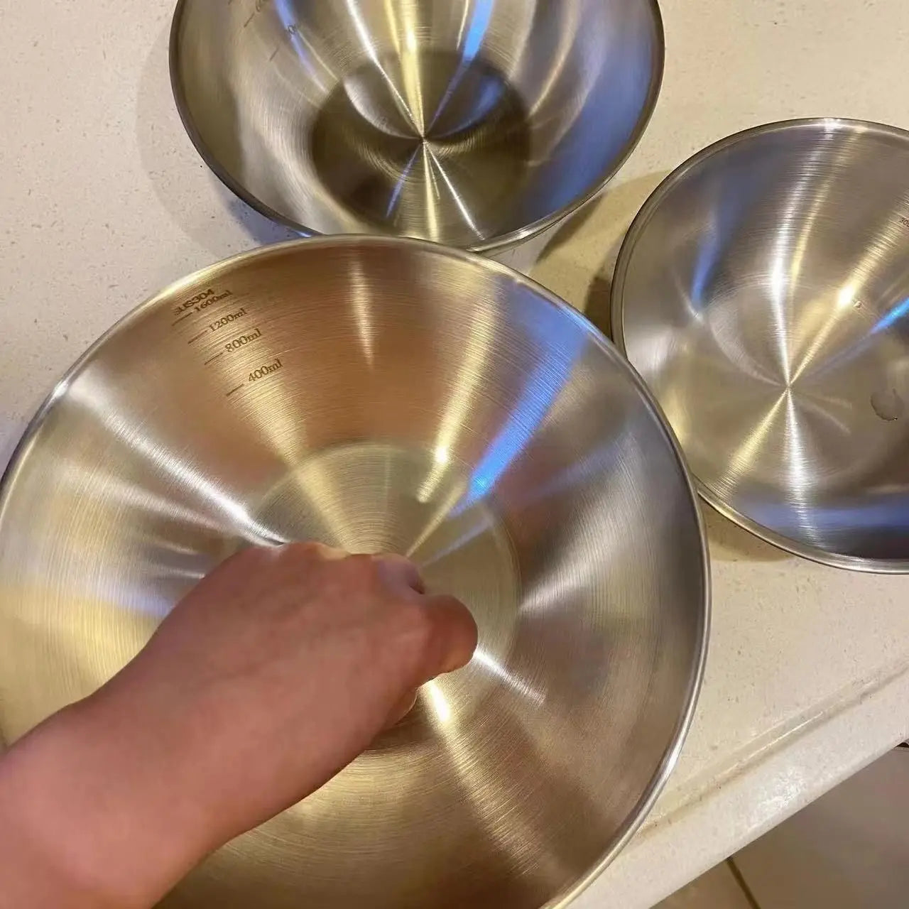 1-3 Stainless Steel Bowl Set with Scale for Cooking