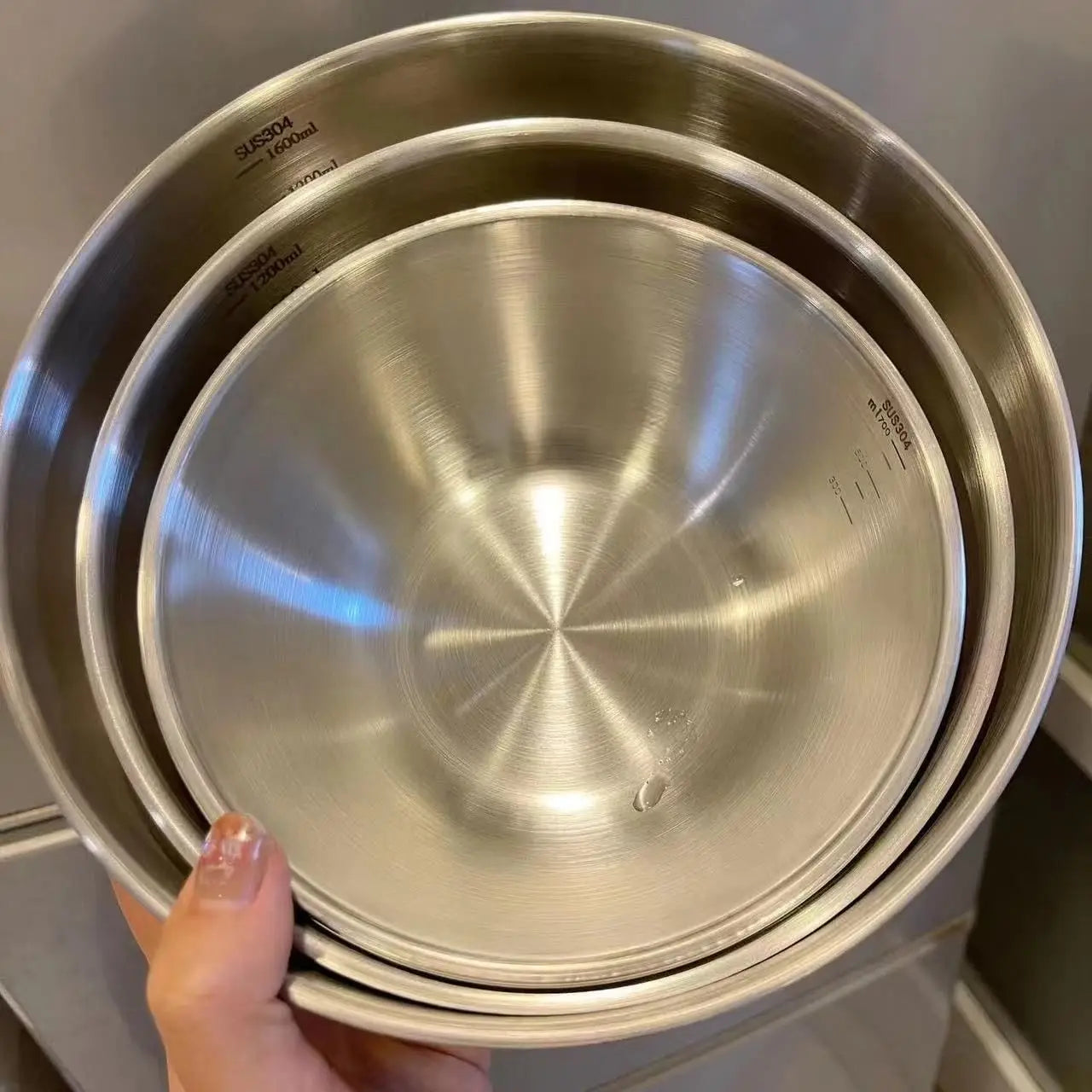 1-3 Stainless Steel Bowl Set with Scale for Cooking