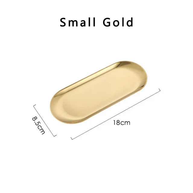 Stainless Steel Gold Dining Plate Dessert Plate Nut Fruit Cake Tray Snack