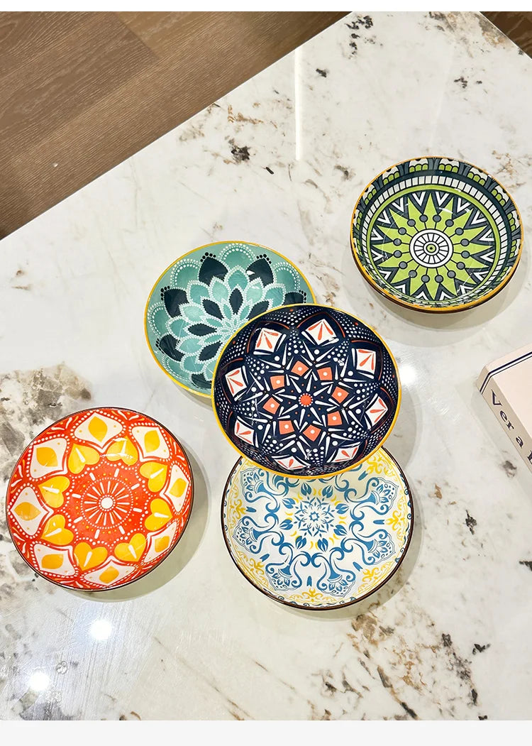 6pcs- Ceramic Bohemia Plate, Salad Plate, Appetizer, Serving Dried Fruit, Desserts And Salad