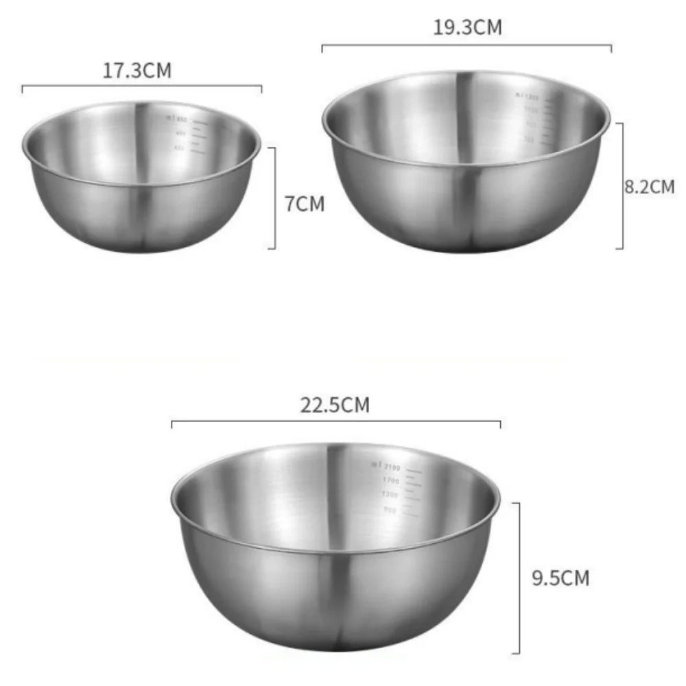1-3 Stainless Steel Bowl Set with Scale for Cooking