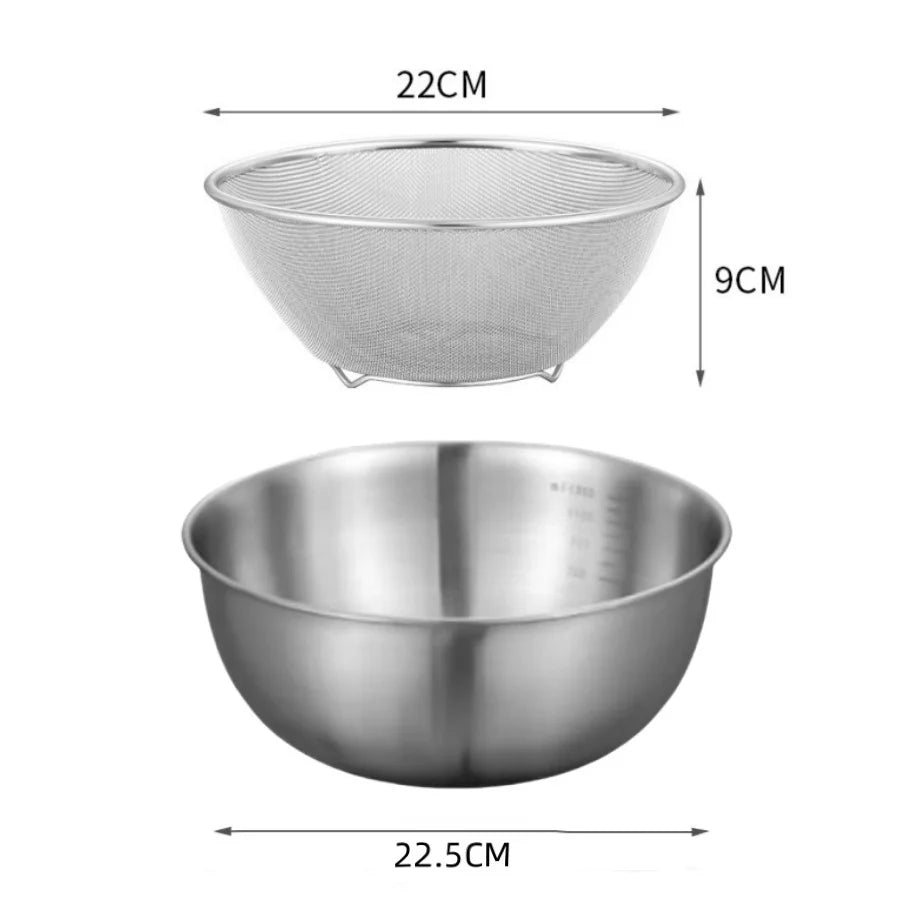 1-3 Stainless Steel Bowl Set with Scale for Cooking