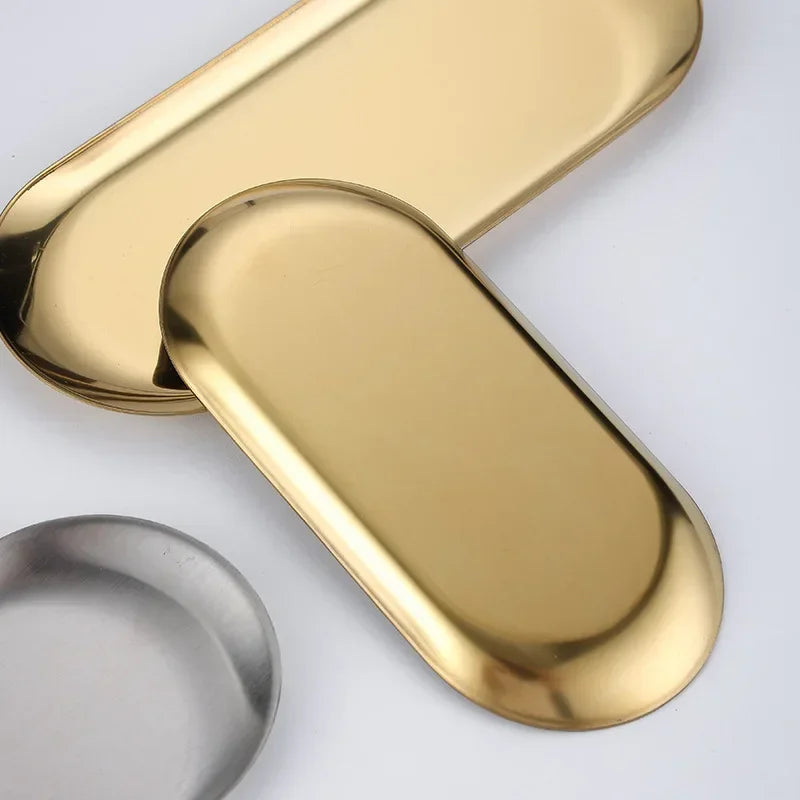 Stainless Steel Gold Dining Plate Dessert Plate Nut Fruit Cake Tray Snack